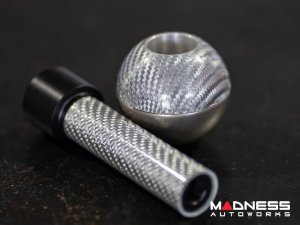 FIAT 500 Gear Shift Knob - ABARTH Turismo - Aluminum + Silver Carbon Fiber 